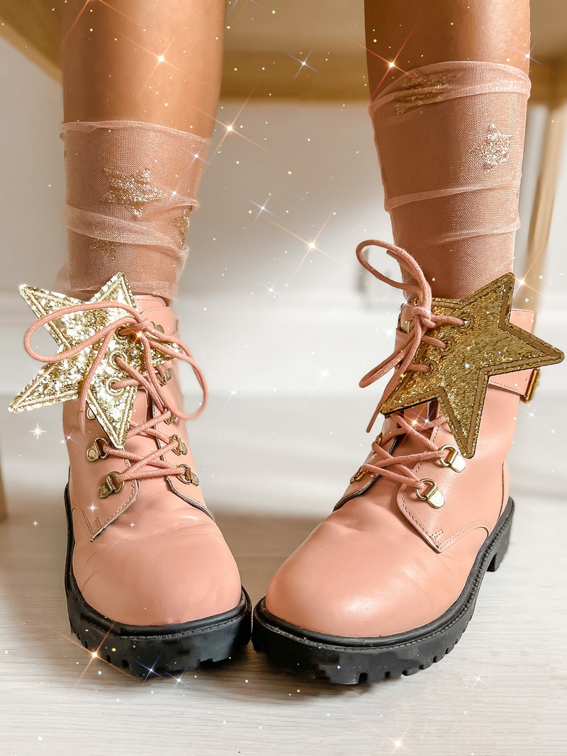 Sheer Slouch Socks with Glitter Stars
