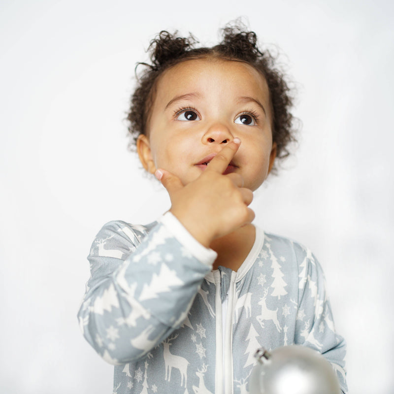 White Christmas Holiday Bamboo Baby Footed Pyjamas