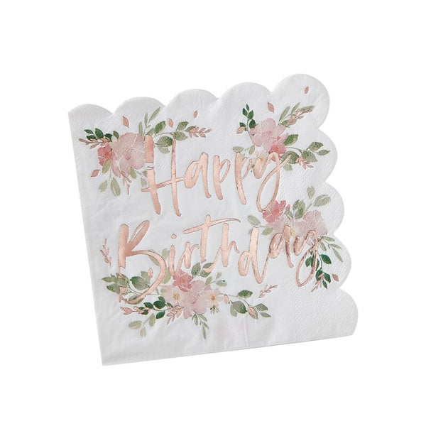 Floral Happy Birthday Napkins