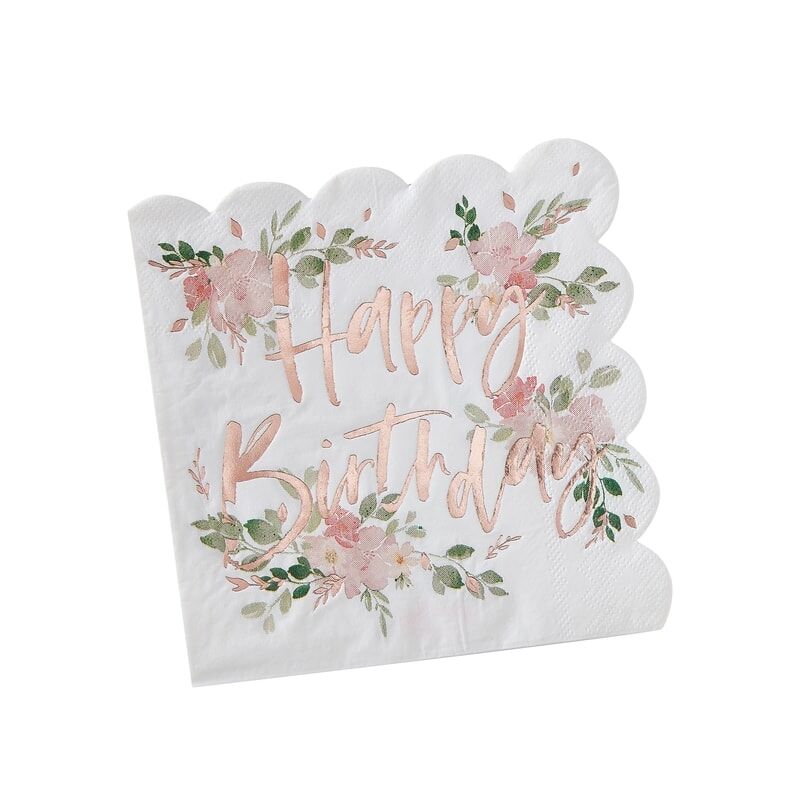 Floral Happy Birthday Napkins