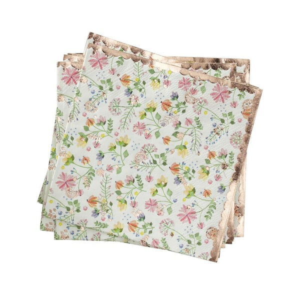 Rose Gold Floral Paper Napkins