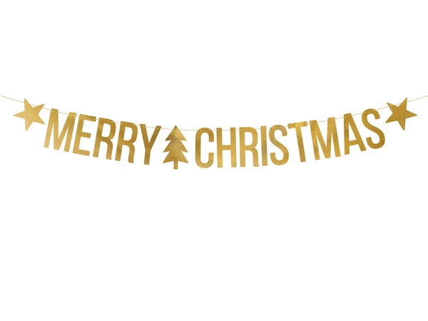 Merry Christmas Banner Gold 10.5cm