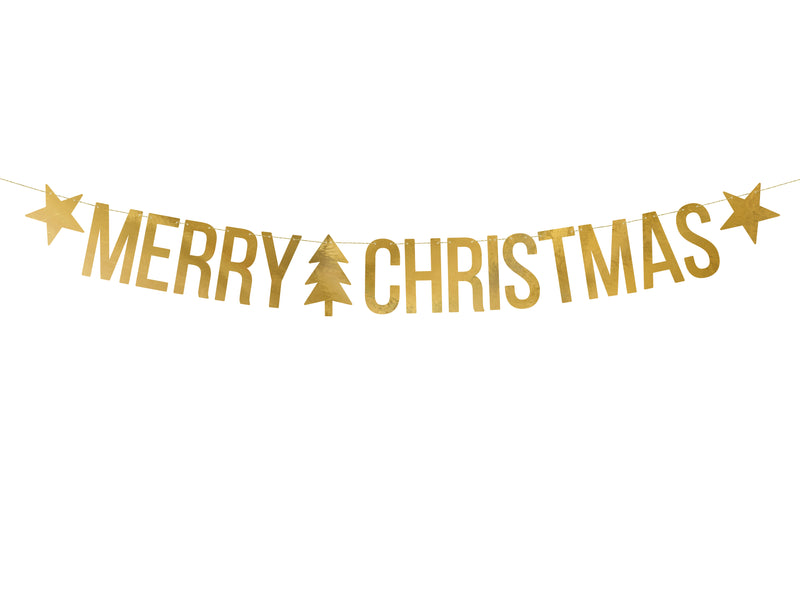 Merry Christmas Banner Gold 10.5cm