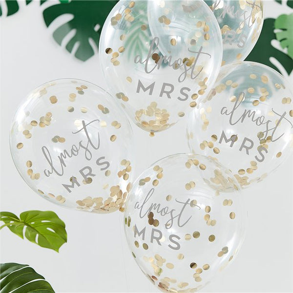 Botanical Hen Party Gold Confetti Balloons - 12" Latex