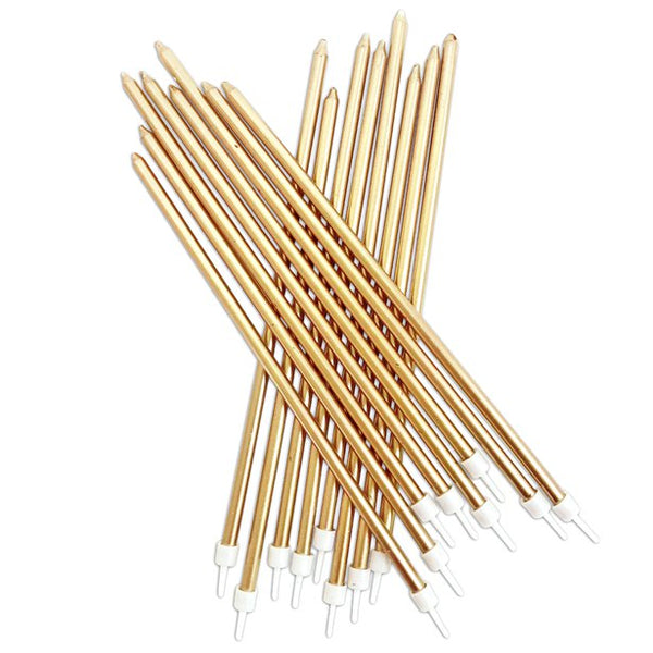 Gold Tall Candles Metallic - 18cm (16pk)