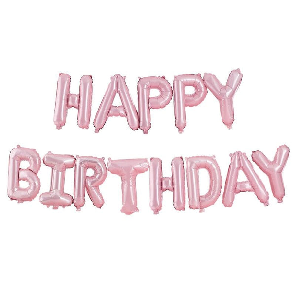 Matte Pink 'Happy Birthday' Bunting Balloons