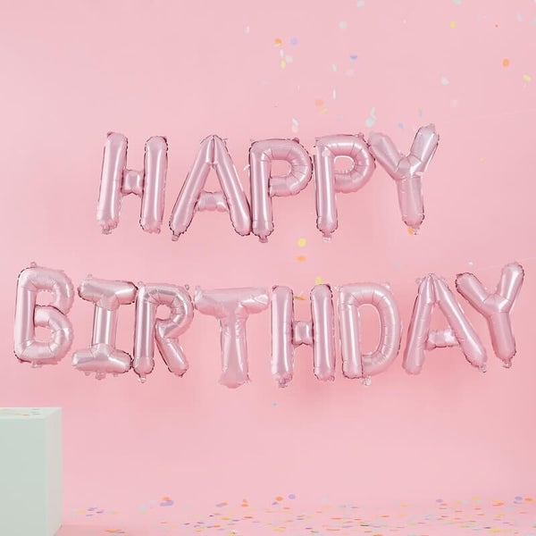 Matte Pink 'Happy Birthday' Bunting Balloons