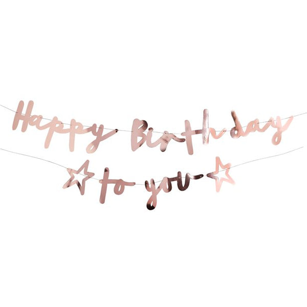 Rose Gold Happy Birthday to You letter banner