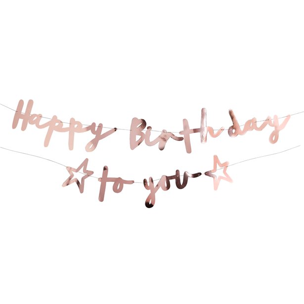 Rose Gold Happy Birthday to You letter banner