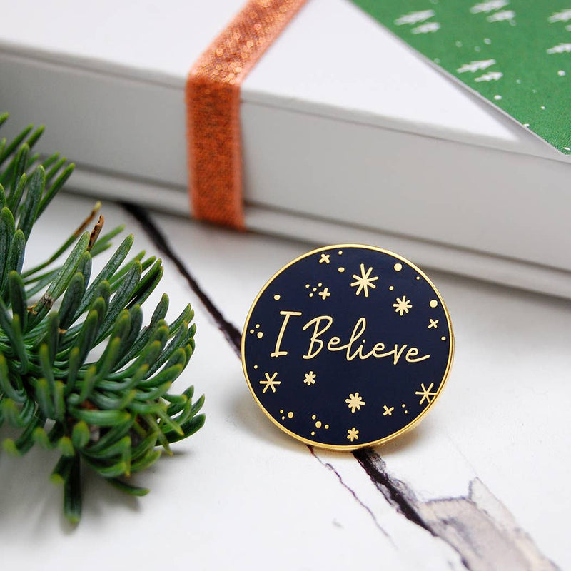 'I Believe' Blue Enamel Pin Badge