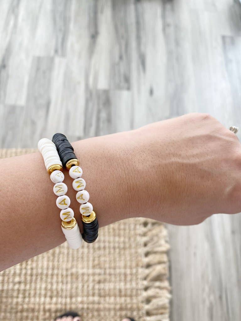 Gold Mama White Heishi Bracelet