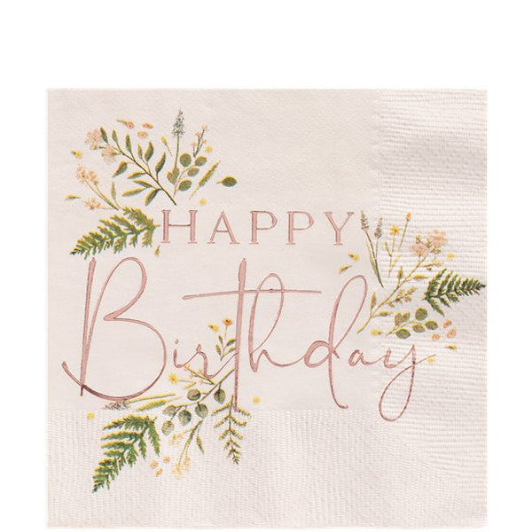 Floral Happy Birthday Napkins 16pk