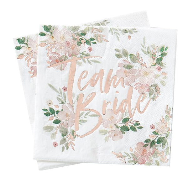 Floral Hen Party 'Team Bride' Paper Napkins