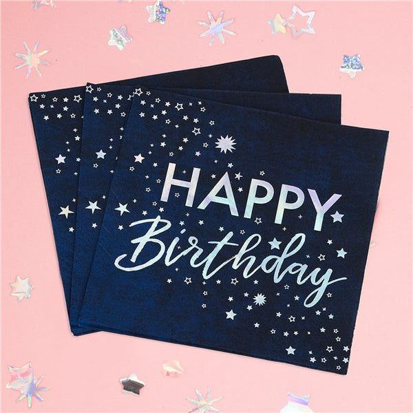 Iridescent Foiled Happy Birthday Napkins