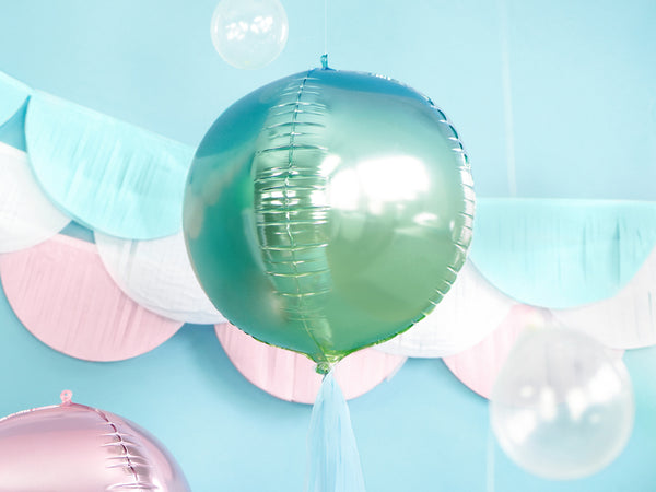 14" Foil Ombre Ball Balloon Blue and Green