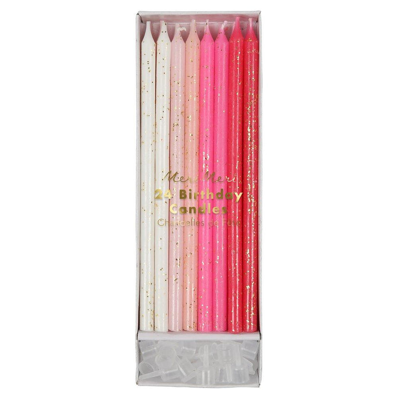 Pink Glitter Candles (pack of 24)