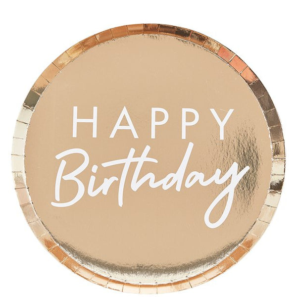 Gold Foil Birthday Plates 8pk