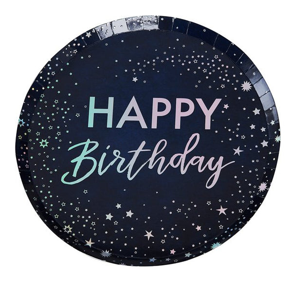 Iridescent Foiled Happy Birthday Plates