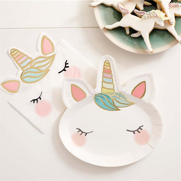 We Heart Unicorn Shaped Paper Plates
