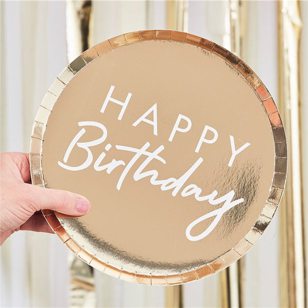 Gold Foil Birthday Plates 8pk