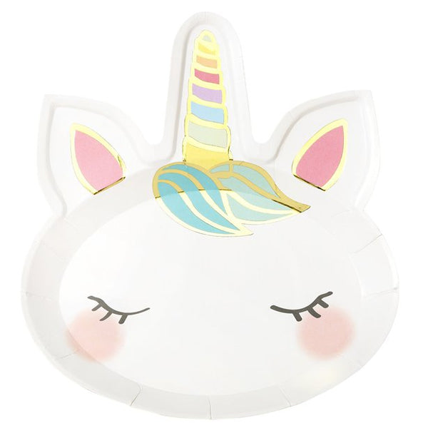 We Heart Unicorn Shaped Paper Plates