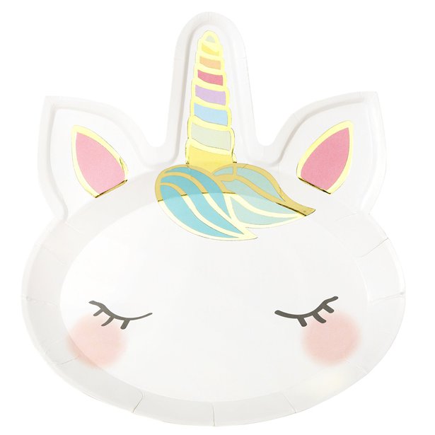 We Heart Unicorn Shaped Paper Plates
