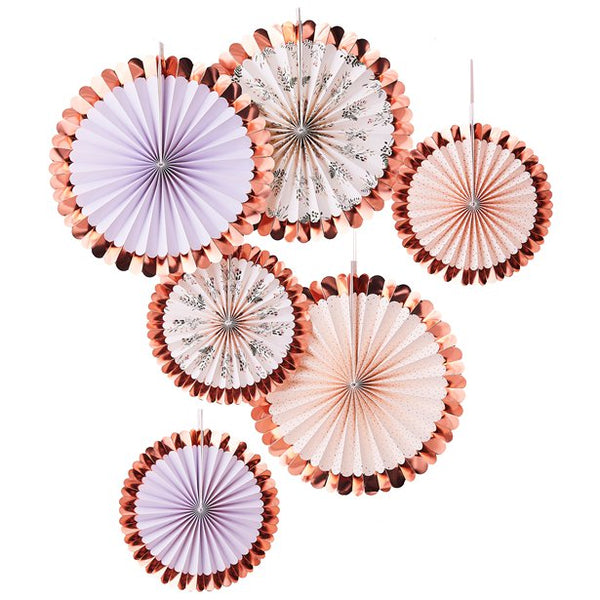 Rose Gold Floral Fan Decoration Kit 6pk