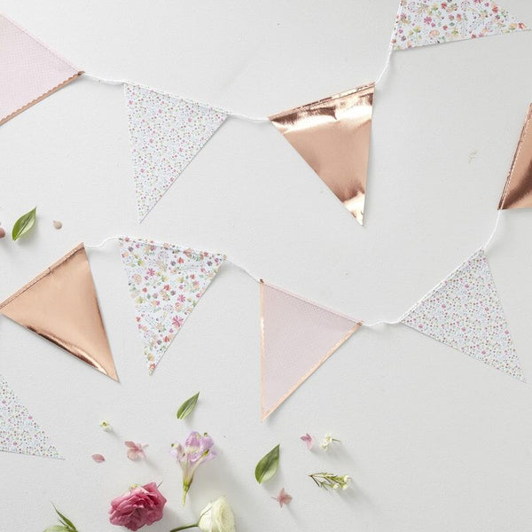 Rose Gold & Floral Print Bunting