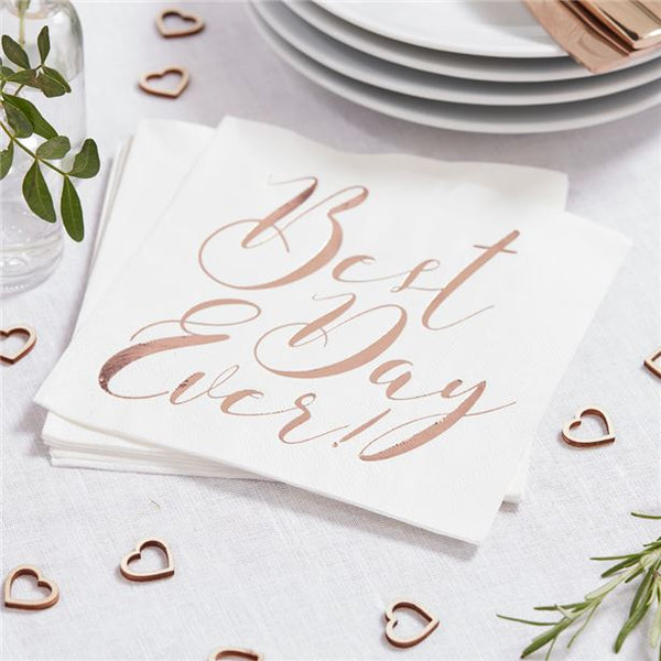 Rose Gold 'Best Day Ever' Napkins 20pk