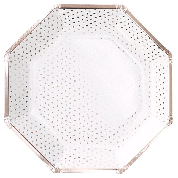 Rose Gold Spotty Paper Plates - 8pk