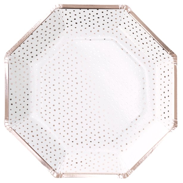 Rose Gold Spotty Paper Plates - 8pk