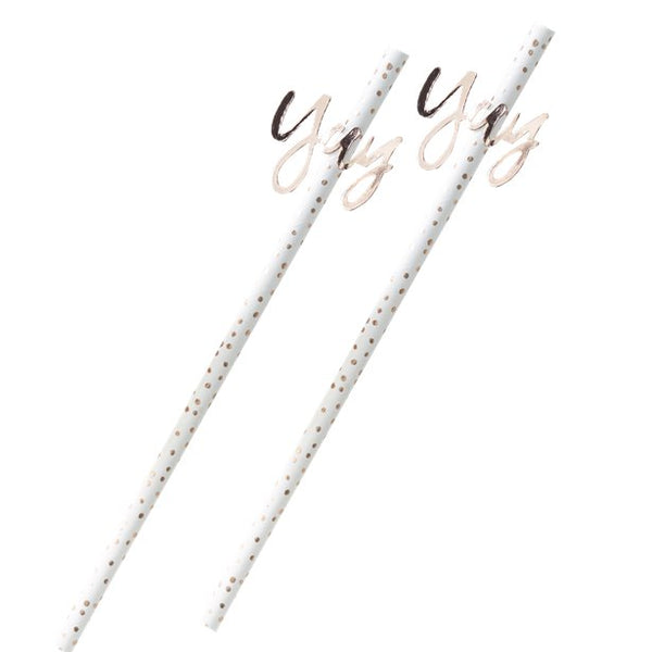 Rose Gold "Yay" Paper Straws - 16pk