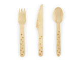 Wooden Cutlery Stars Gold