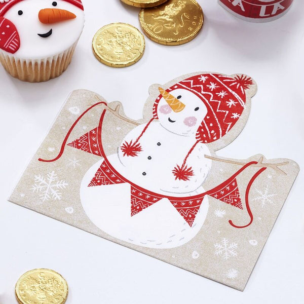 Shaped Christmas Snowman Napkins