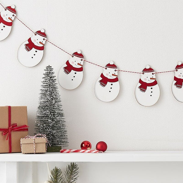 Christmas Wooden Snowman Bunting