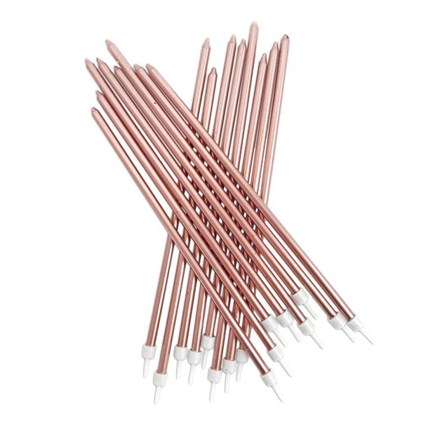 Tall Metallic Rose Gold Candles