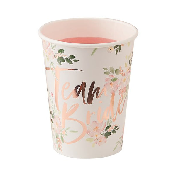 Floral Hen Party Team Bride Cups 8pk