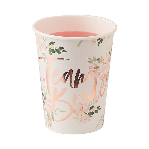 Floral Hen Party Team Bride Cups 8pk