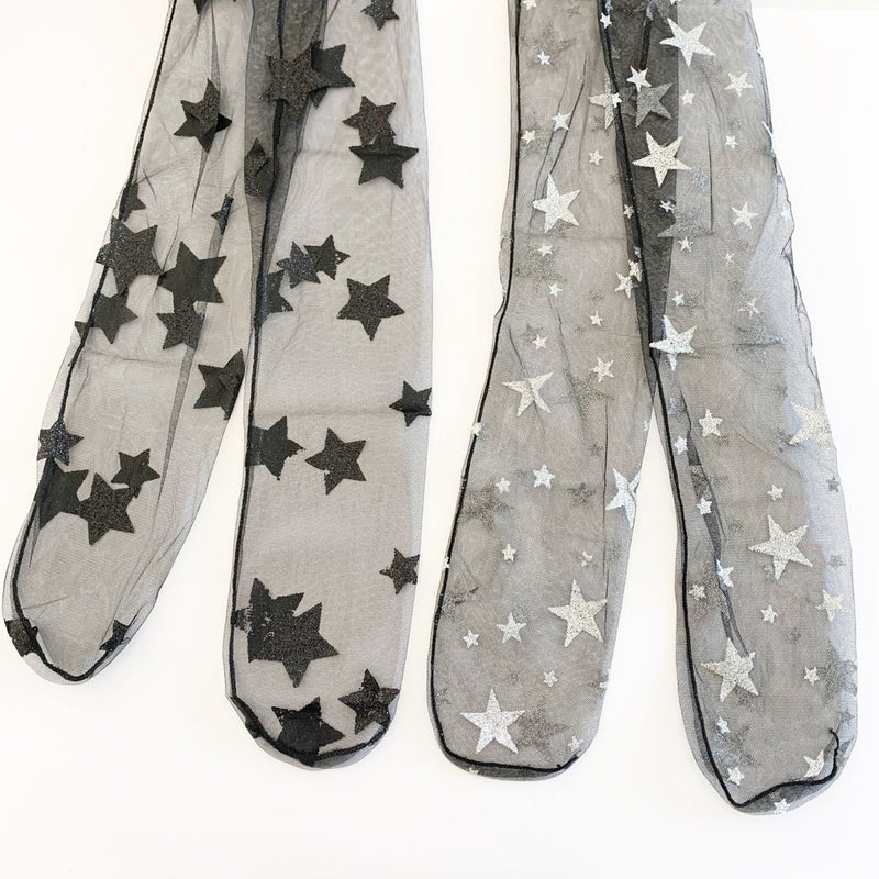 Sheer Slouch Socks with Glitter Stars