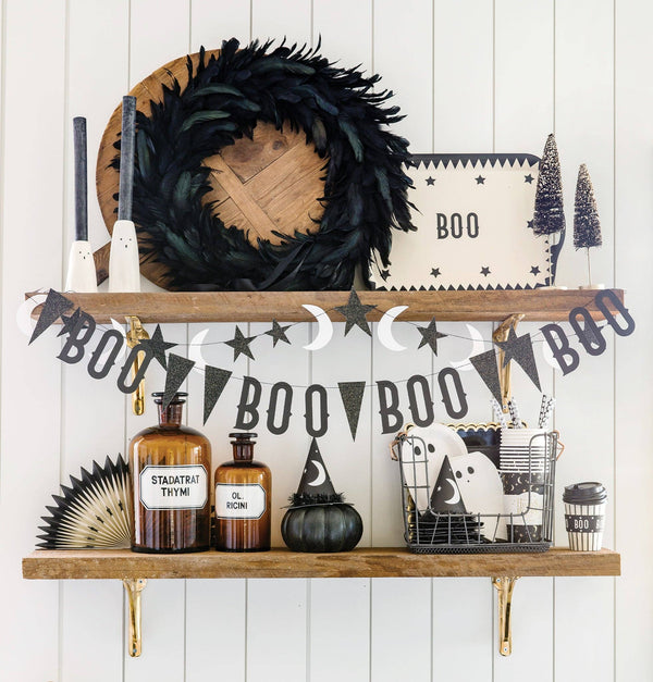 Vintage Halloween Boo With Stars Banner Set