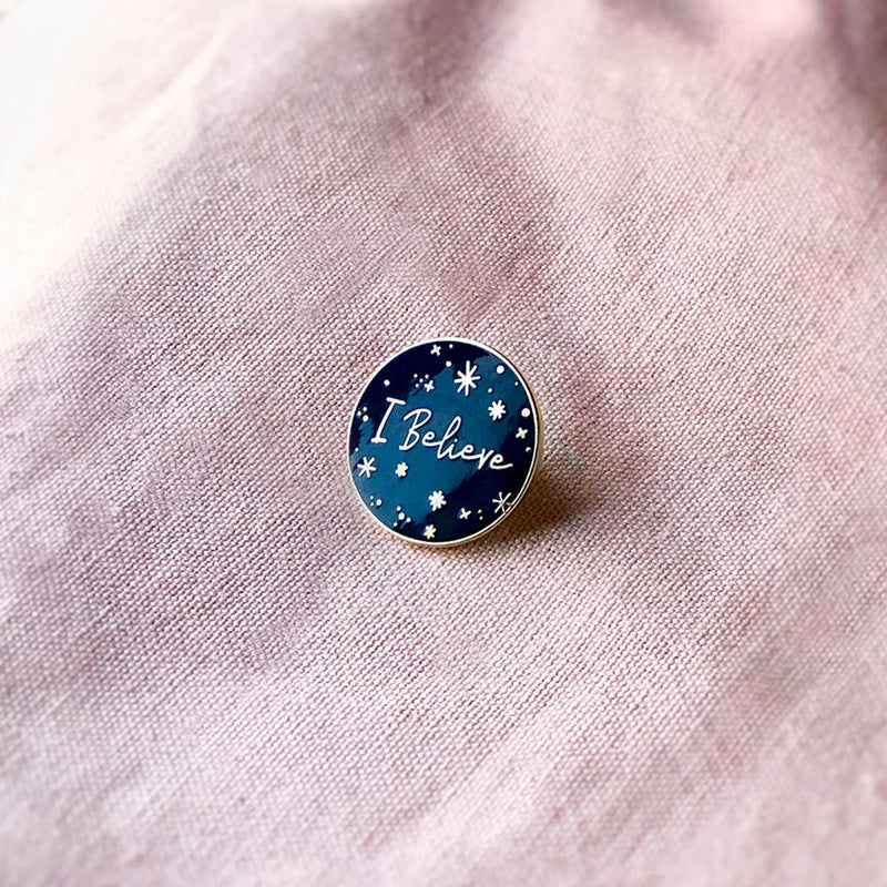 'I Believe' Blue Enamel Pin Badge