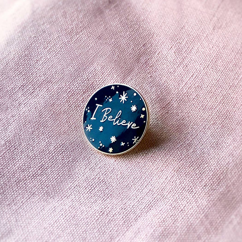 'I Believe' Blue Enamel Pin Badge
