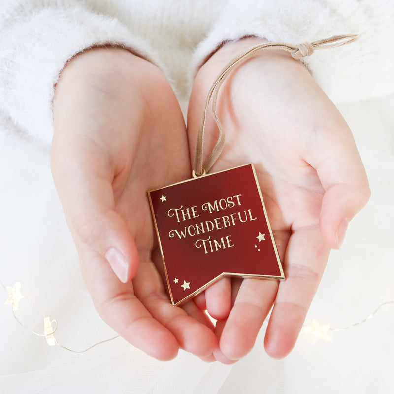 The Most Wonderful Time Enamel Christmas Tree Decoration
