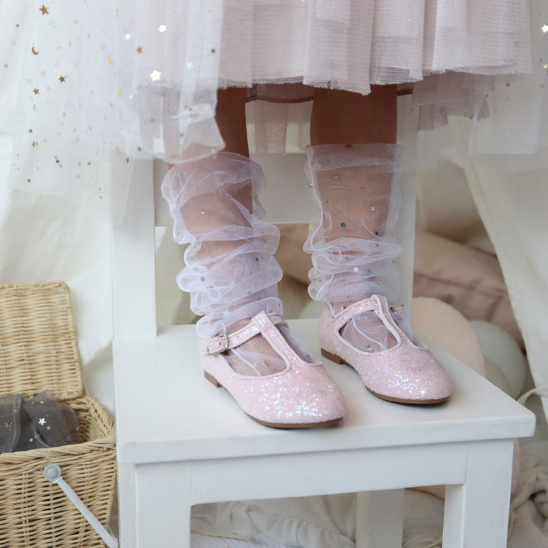 Sheer Slouch Socks with Confetti Stars