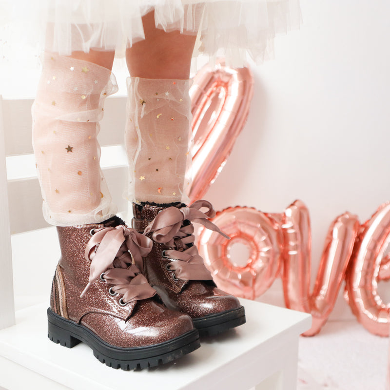 Sheer Slouch Socks with Confetti Stars