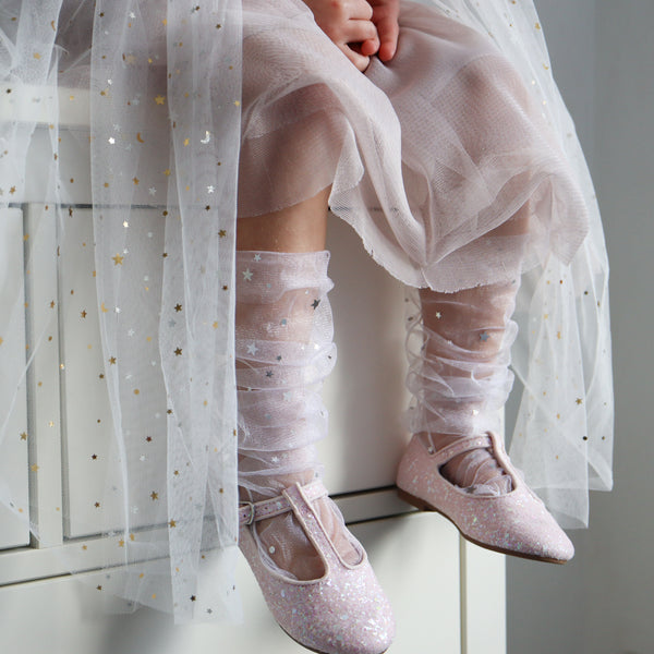 Sheer Slouch Socks with Confetti Stars